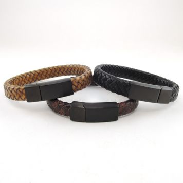 Браслет кожаный плетеный с гравировкой-2