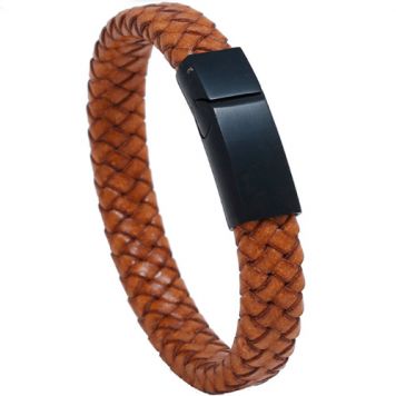 Браслет кожаный плетеный с гравировкой-3