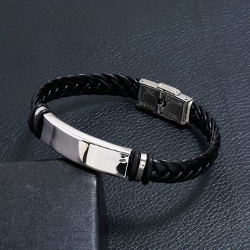 Браслет плетеный с пластиной для гравировки-0